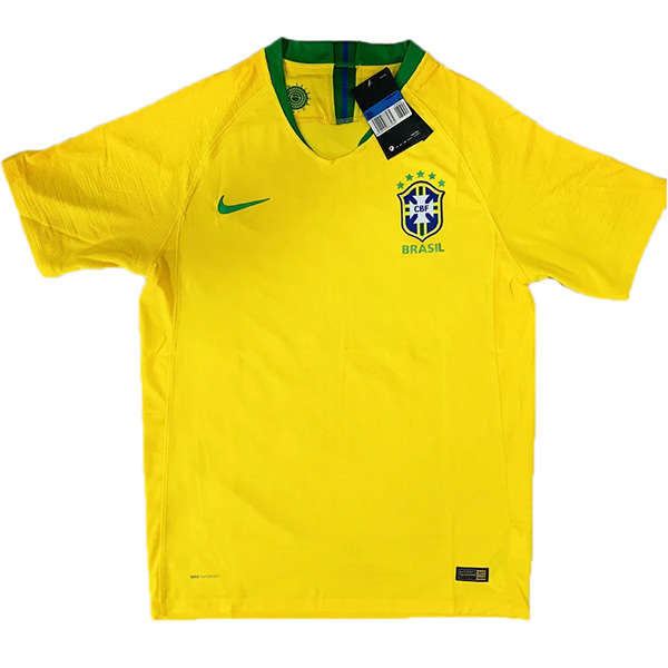 Brazil home retro jersey soccer uniform men's first football tops shirt 2018